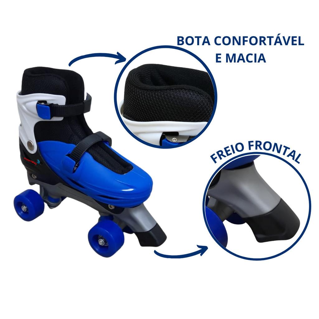Patins 4 Rodas Roller Azul Tamanho G 39/42 - Bw016azg