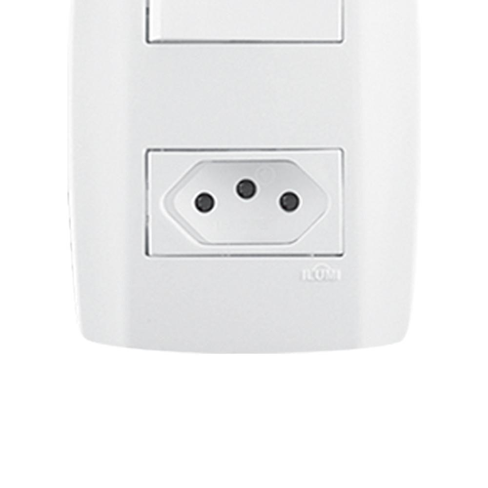 Conjunto Interruptor Simples Com Tomada 10A Slim Ilumi