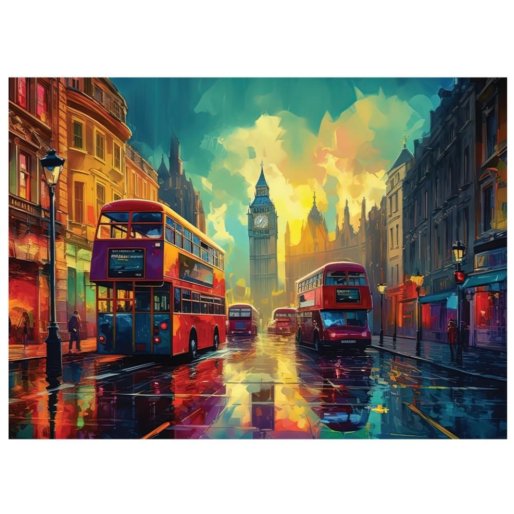 Quebra Cabeça Nas Ruas De Londres 1000 Peças Ggb Brinquedo Puzzle Ônibus Ponto Turístico Inglaterra