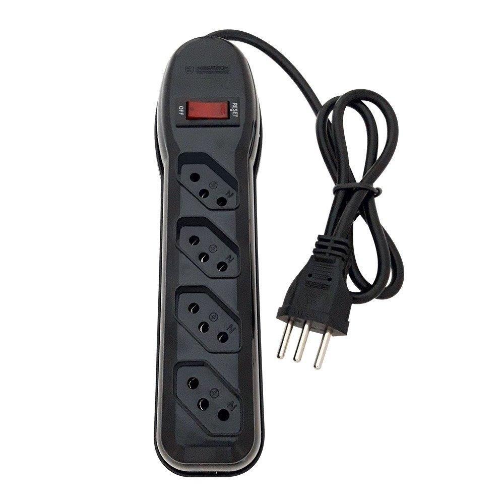 Filtro De Linha Pratik 4 Tomadas 2PT Circuit Breaker 1m Preto
