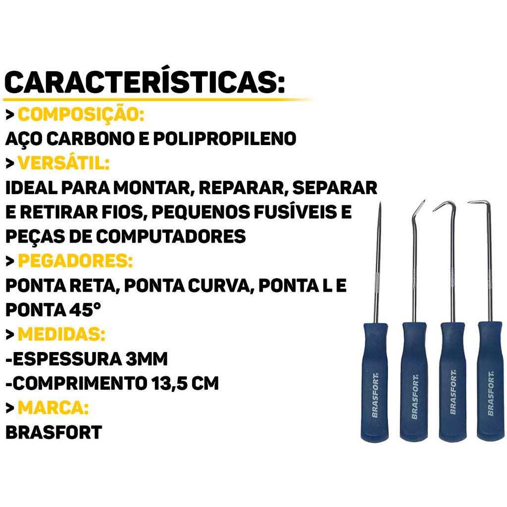 Jogo De Mini Pegadores Chave Para Retirar Fusíveis Separar Fios Arruelas Anéis De Borracha 4 Unidades