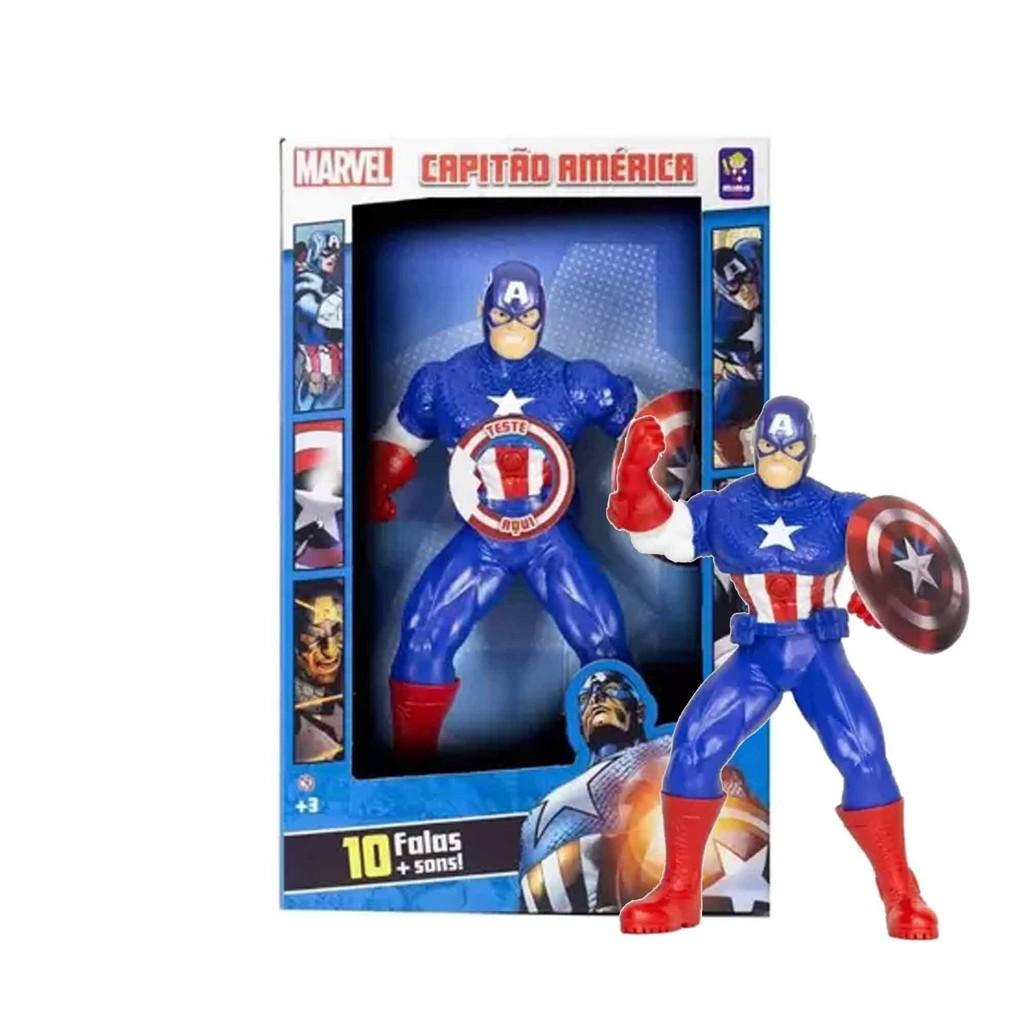 Boneco Capitão América Marvel 10 Falas 50cm Super Herói Vingadores Action Figure Mimo Toys