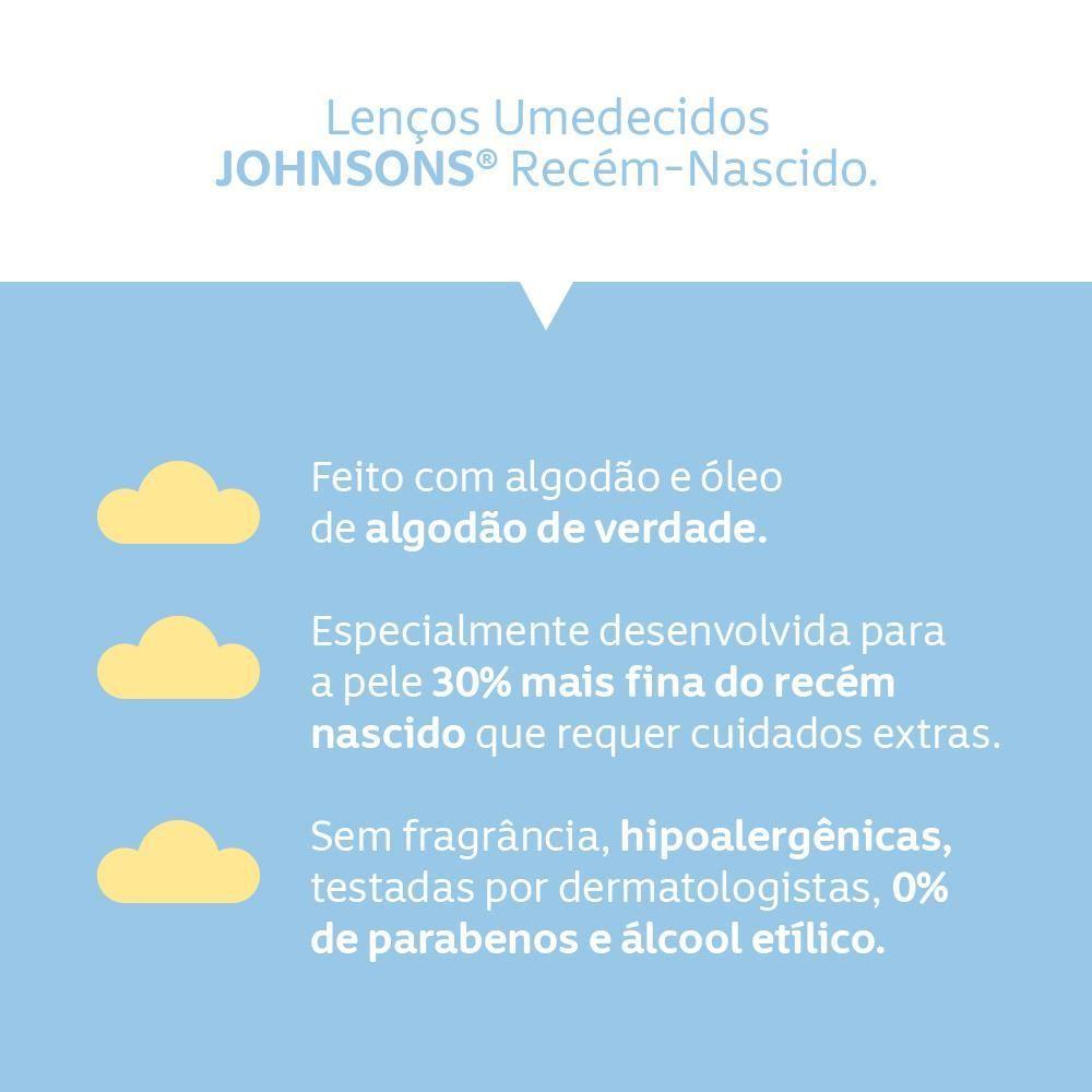Kit Com 2 Lenços Umedecidos Johnson S Baby Recém-nascido Sem Fragrância Com 96 Unidades Cada