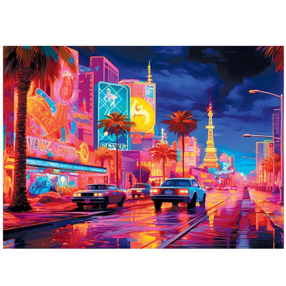 Quebra Cabeça Uma Noite Em Las Vegas 500 Peças Ggb Brinquedos Puzzle Paisagem Pontos Turísticos Eua