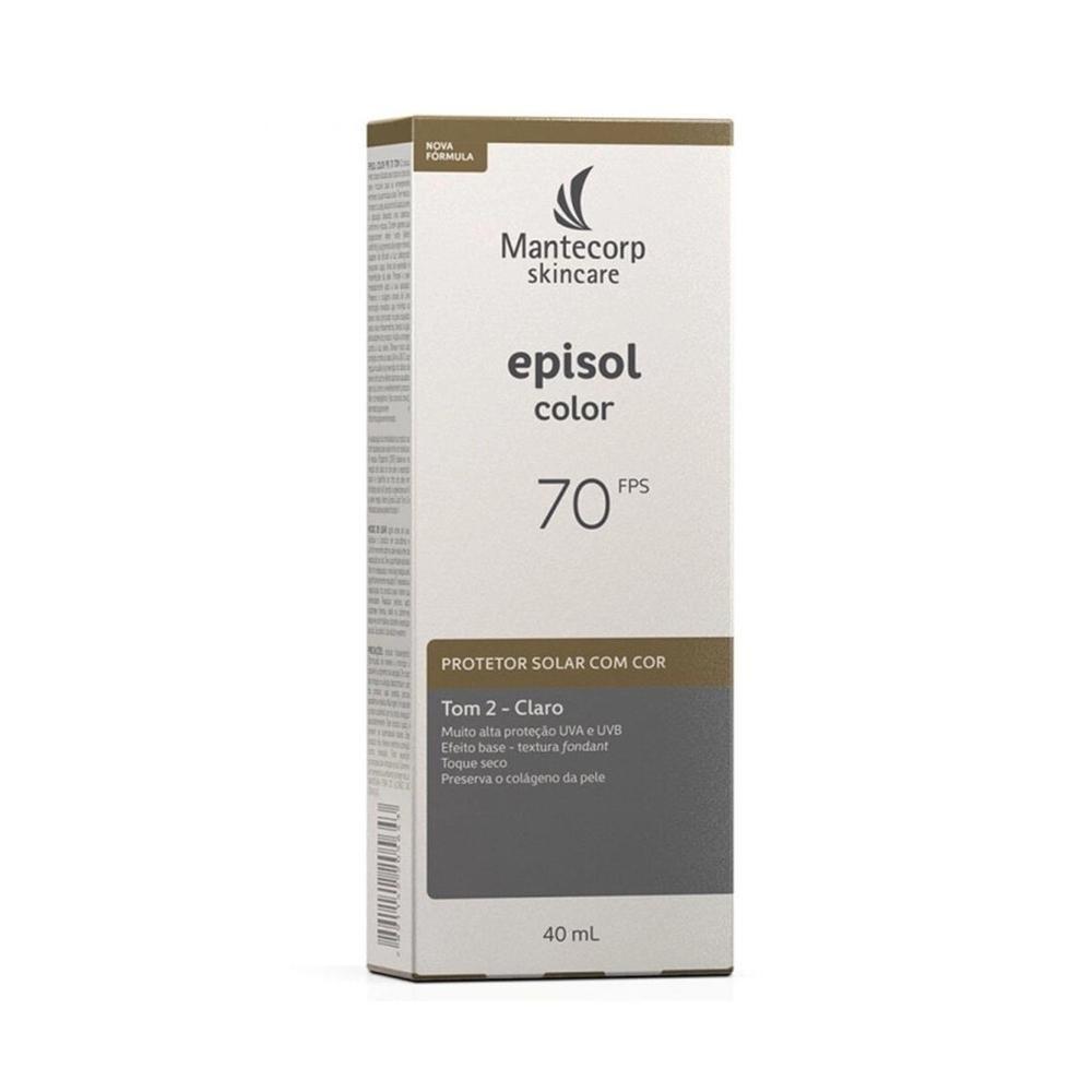 Protetor Solar Facial Episol Color Claro Tom 2 Fps70 40g