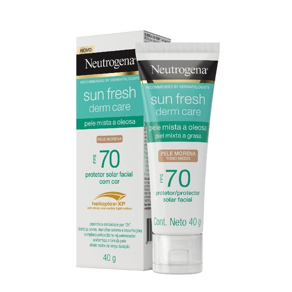 Protetor Solar Facial Neutrogena Sun Fresh Derm Care Pele Morena Fps70 40g