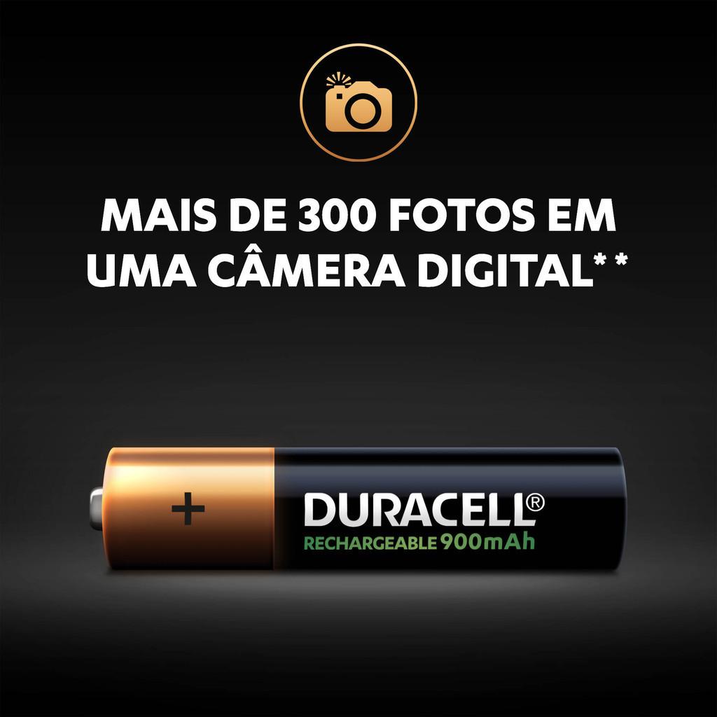 Pilha Recarregável Aaa Palito Duracell Com 4 Unidades