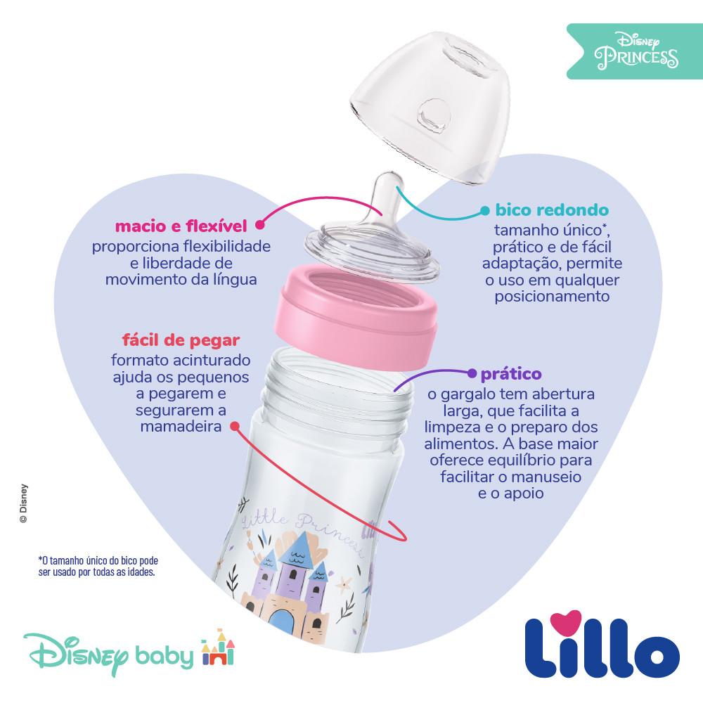 Mamadeira Bico Silicone Redondo Disney 6m+ 300ml Rosa Lillo