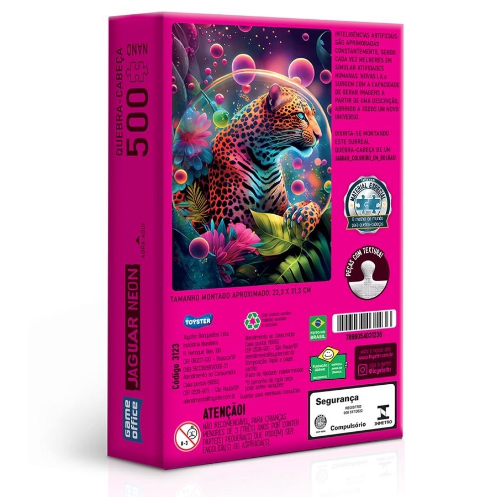 Quebra Cabeça Ia Jaguar Neon 500 Peça Nano Onça Pintada Toyster Puzzle Jogos Inteligência Artificial