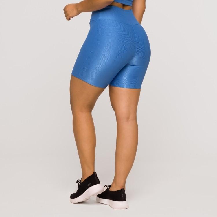 Short Fitness Feminino Academia Poliamida Azul Básico Crossfit