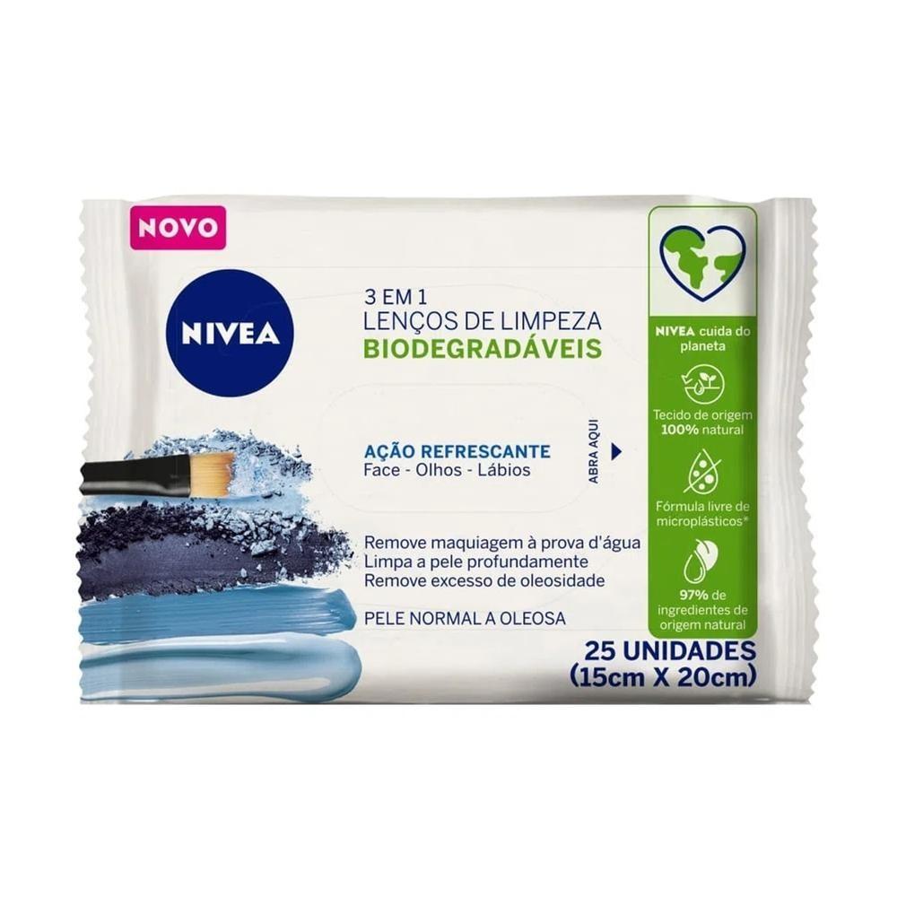 Lencos Umedecidos Demaquilantes Nivea 3 Em 1 Acao Refrescante 25 Unidades