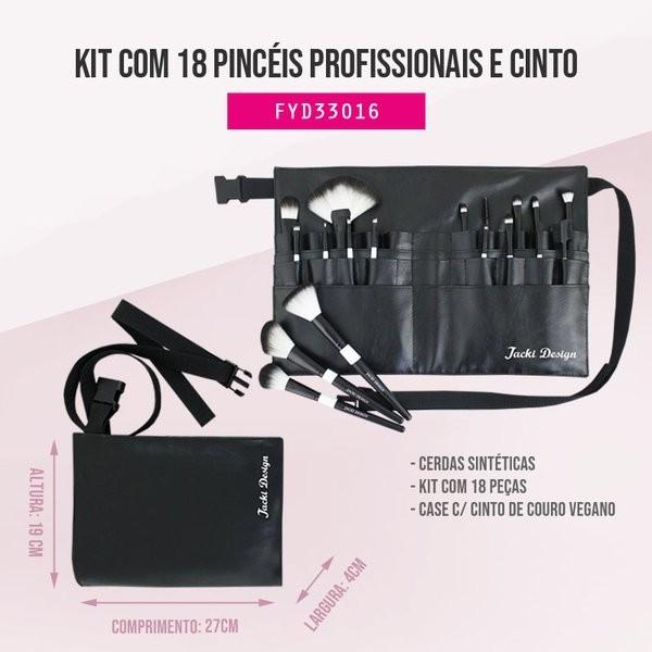 Kit Com 18 Pincéis Profissionais Com Cinto - Jacki Design