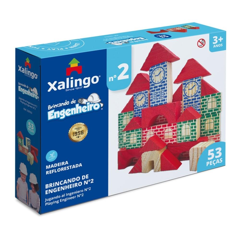 Jogo Brincando De Engenheiro N2 Xalingo C/53 Peças De Madeira