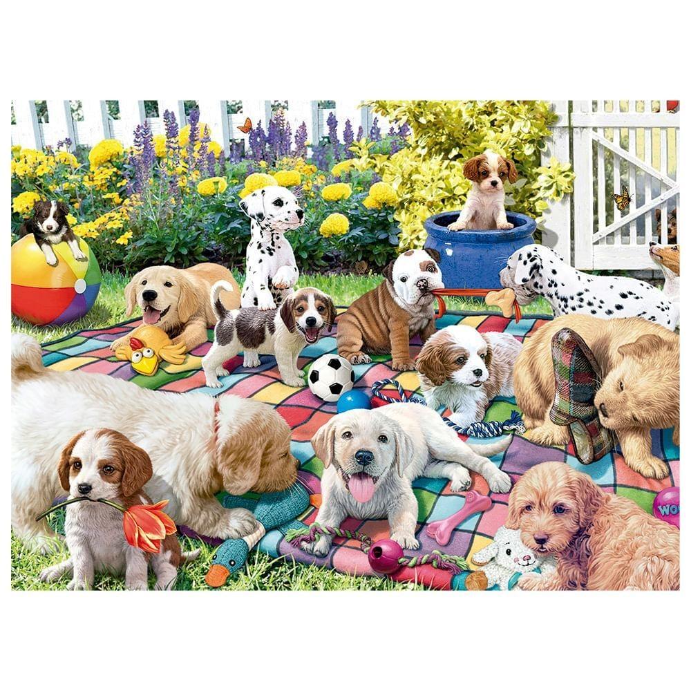 Mini Puzzle 500 Peças Filhotes No Jardim