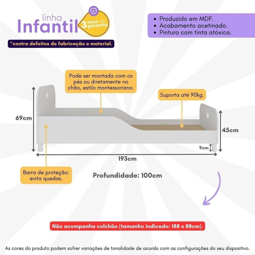 Cama Solteiro Para Colchão 88x188cm 100 Mdf Majestade Multimóveis