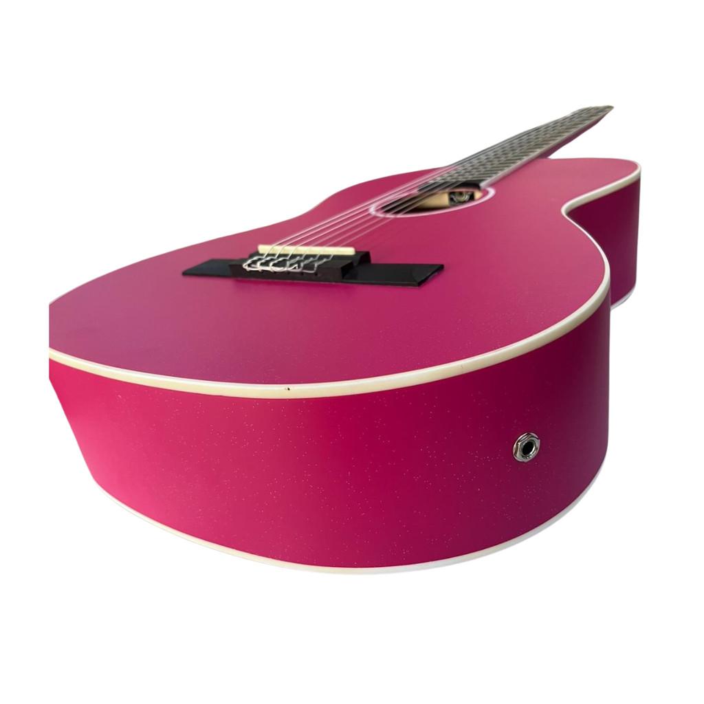 Violão Rosa Nylon Elétrico Destro Giannini Start N-14 Eq Pks Pink Satin + Acessórios