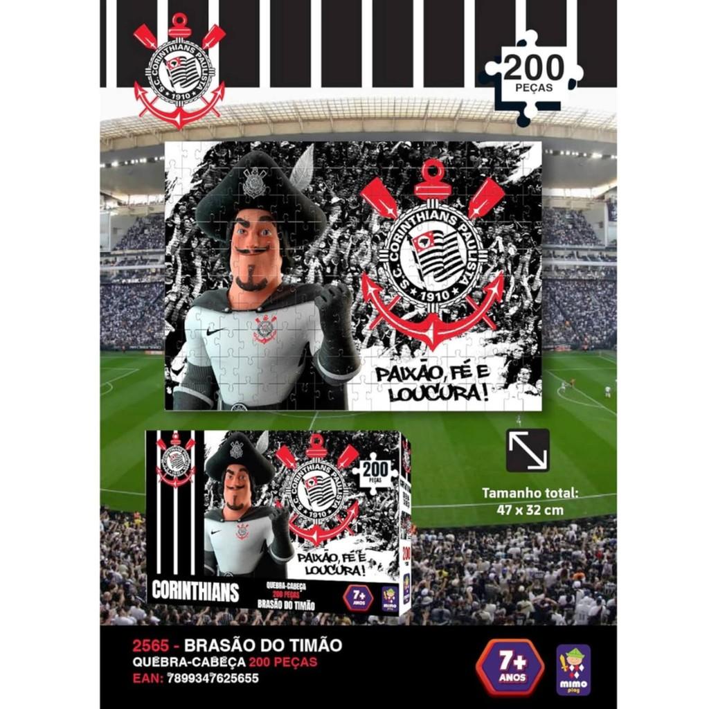Quebra-cabeça Puzzle Coleção Corinthians Brasão Timão 200 Peças Mimo Toys