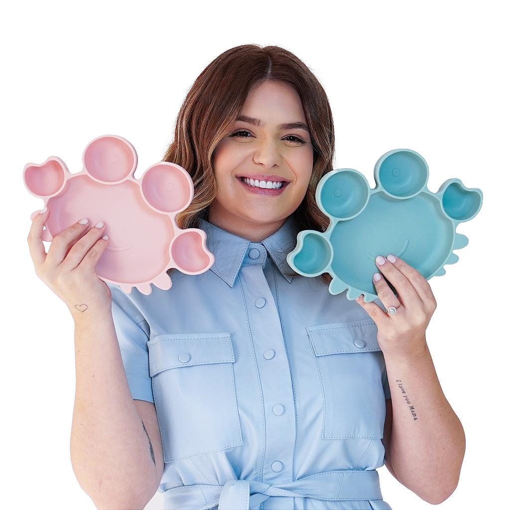 Pratinho Com Ventosa E Divisórias Caranguejo Rosa - Turmatube