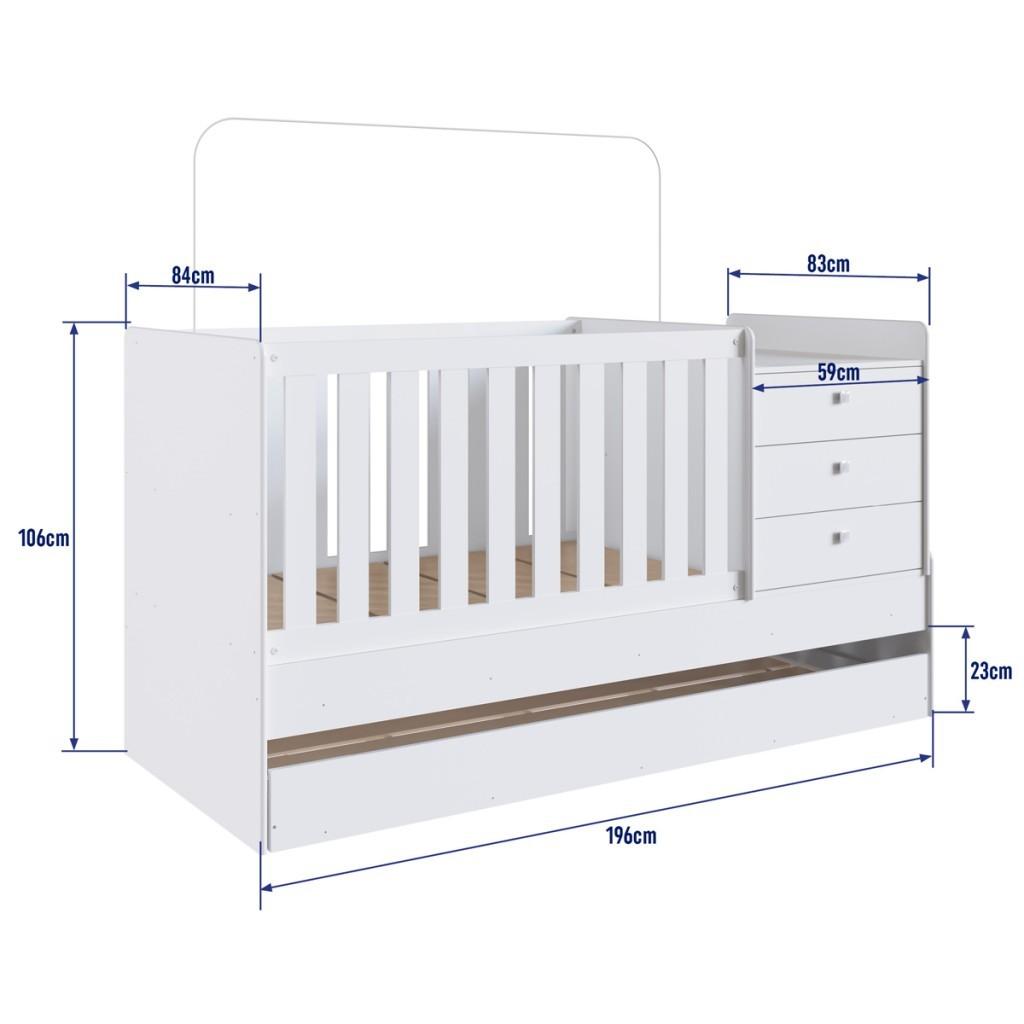 Berço Cama Com Auxiliar Bb690 Branco - Completa Móveis