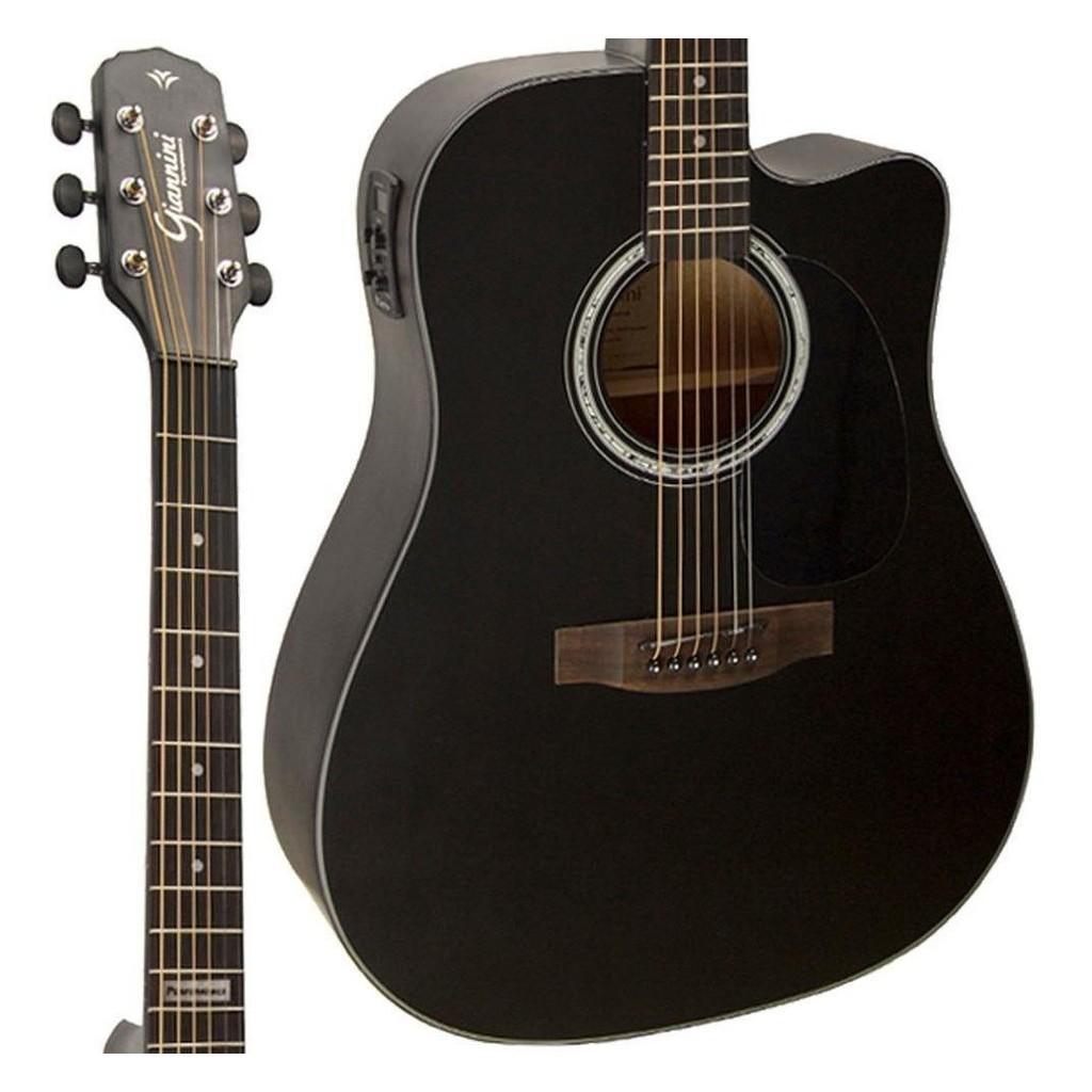 Violão Folk Giannini Gf1d Black Cutway Kit Capa Acessórios