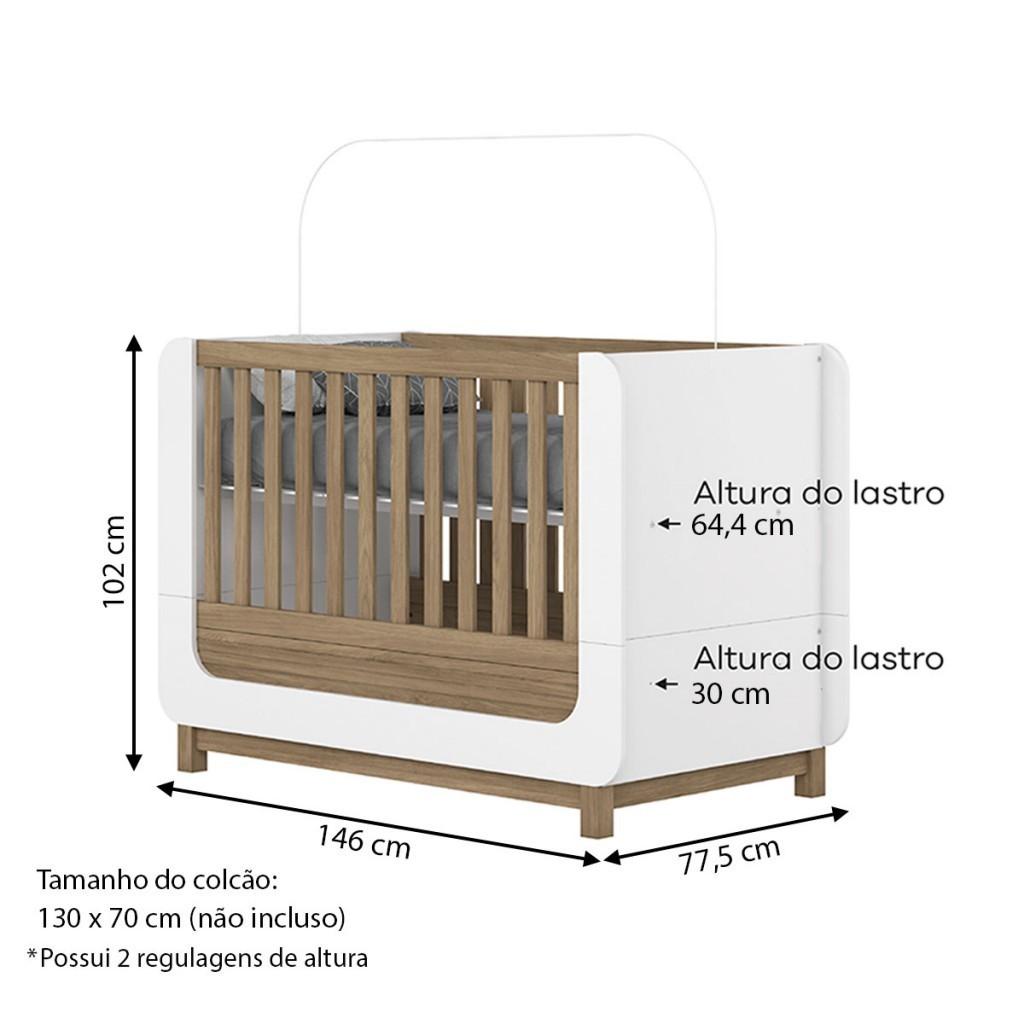 Berço Mini Cama 2 Em 1 Aconchego Branco/jequitibá - Henn