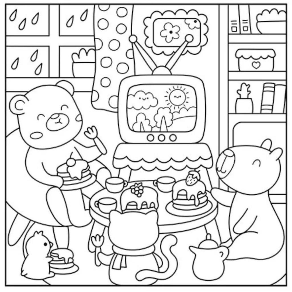 Livro Comfy Cozy Books Cute Buddies Para Colorir