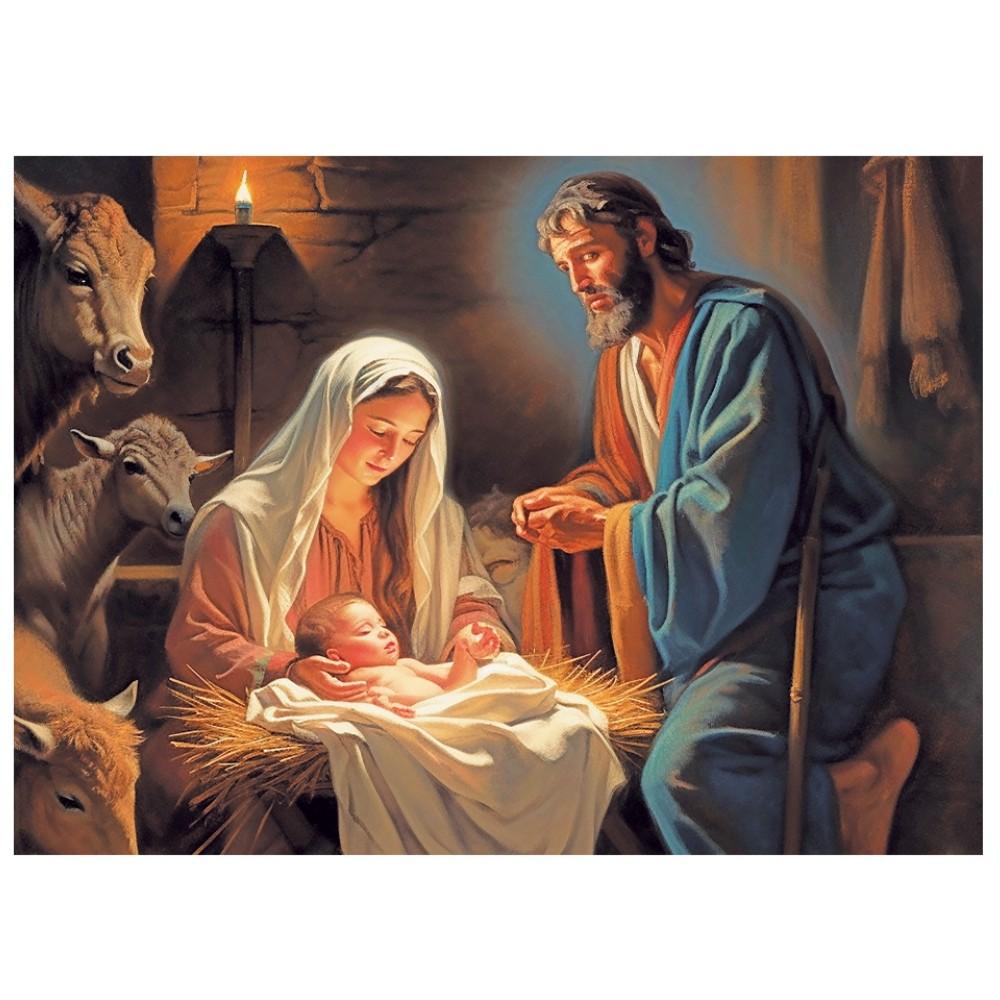 Quebra Cabeça Nascimento De Jesus 500 Peças Ggb Brinquedos Puzzle Religião Deus Maria José Animais