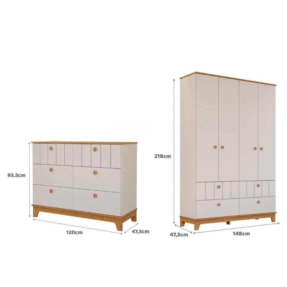 Quarto Infantil Com Guarda Roupa E Cômoda Mdf Liza Permobili