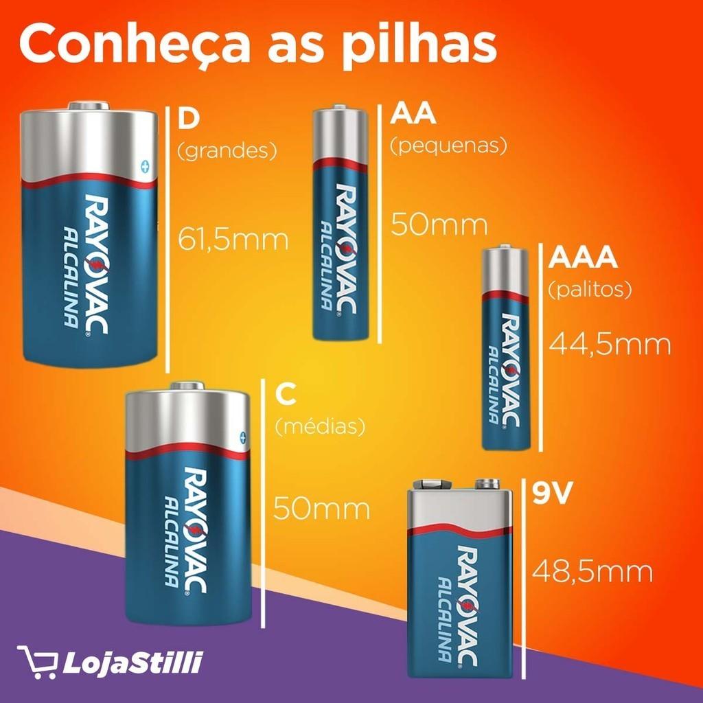 Pilha Alcalina Aa Rayovac Bateria 2A Pequena Kit 32 Unidades