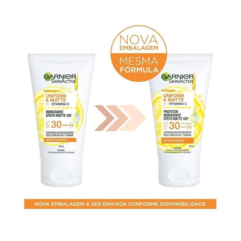 Protetor Facial Hidratante Garnier Skinactive Uniform Matte Vitamina C Fps30 40g