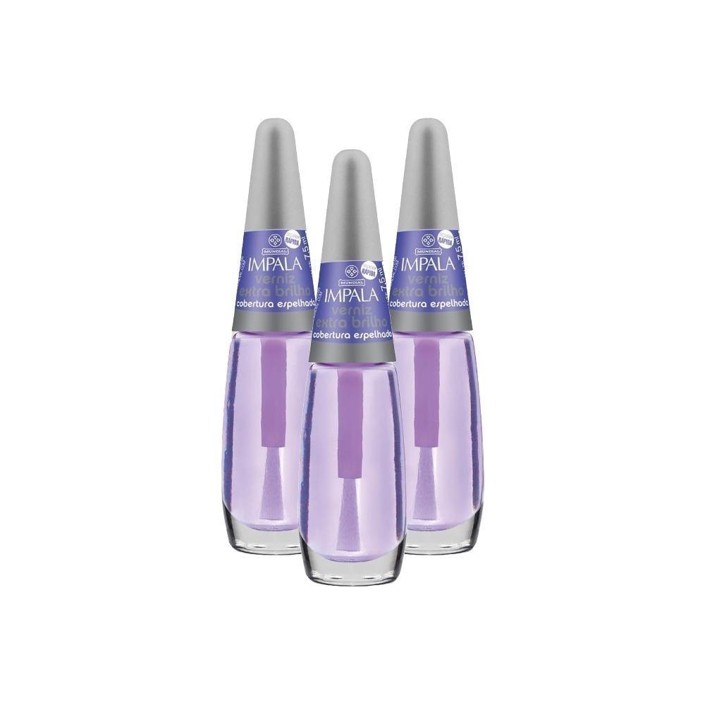 Kit Esmalte Impala Trat Verniz Extra Brilho (3 Unidades)