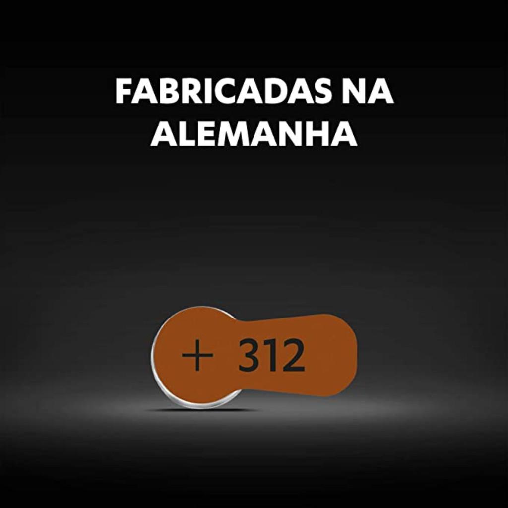 Pilha Auditiva Nº 312 Duracell Com 6 Unidades
