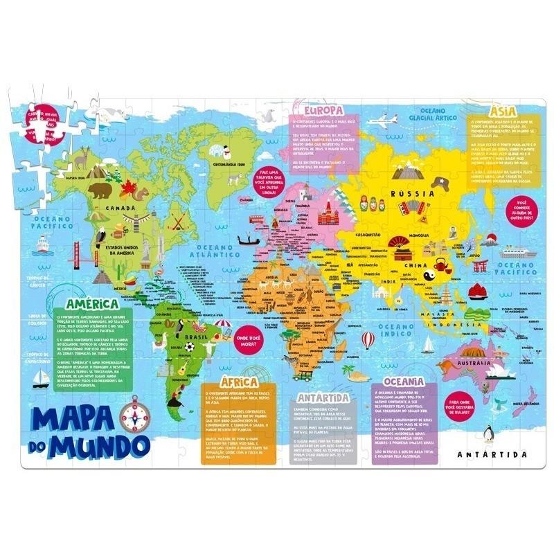 Quebra-cabeça 200 Peças Mapa Do Mundo Toyster