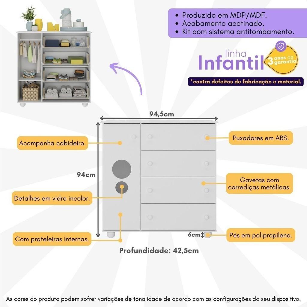 Cômoda Infantil 1 Porta E 4 Gavetas Picolé Multimóveis