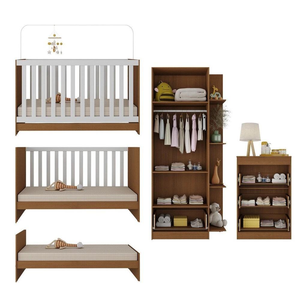 Quarto Infantil Completo Com Colchão Incluso Doce De Leite Multimóveis