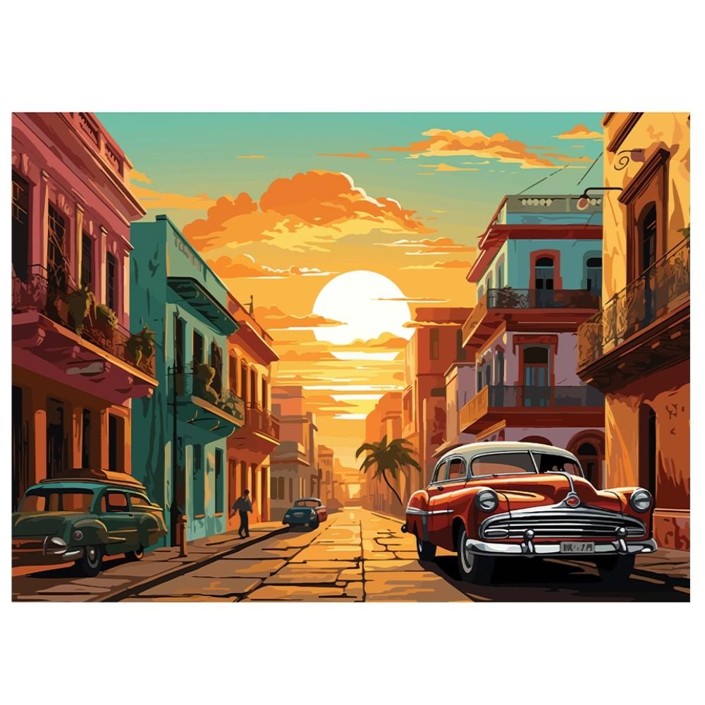 Quebra Cabeça Nas Ruas De Havana 500 Peças Ggb Brinquedos Puzzle Paisagem Pontos Turísticos Carros