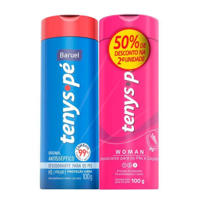 Kit Desodorantes Para Os Pés Tenys Pé Baruel Original Em Pó 100g + Tenys Pé Baruel Woman Em Pó 100g