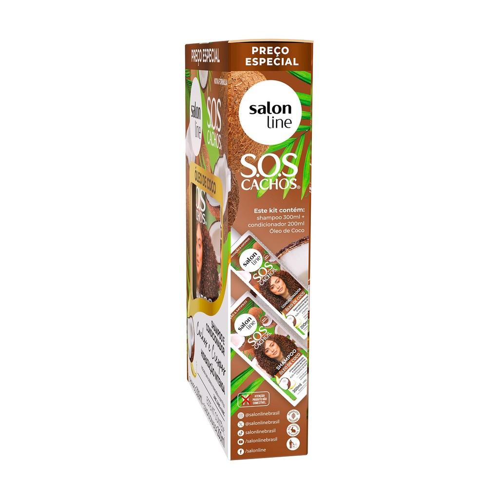 Kit Shampoo 300ml + Condicionador 200ml Sos Cachos Óleo De Coco