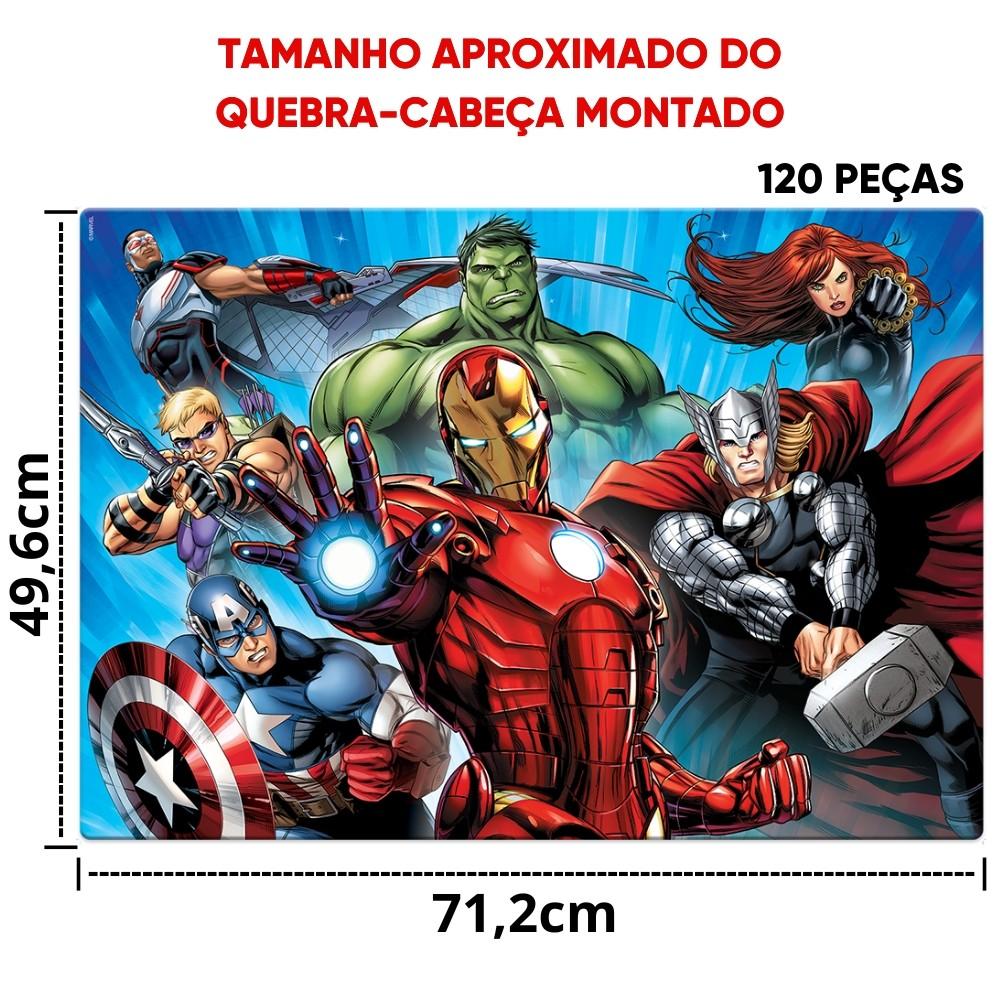 Quebra Cabeça Grandão Os Vingadores 120 Peças Grandes Toyster Puzzle Herói Avengers Marvel Hulk Thor