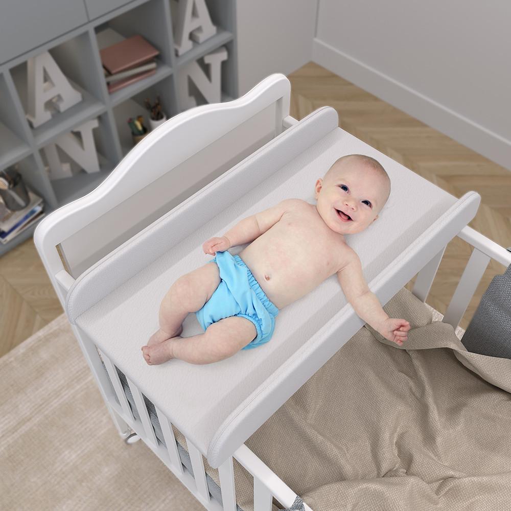 Trocador De Fraldas Almofadado Para Berço Corino Branco P02 - Lyam Decor