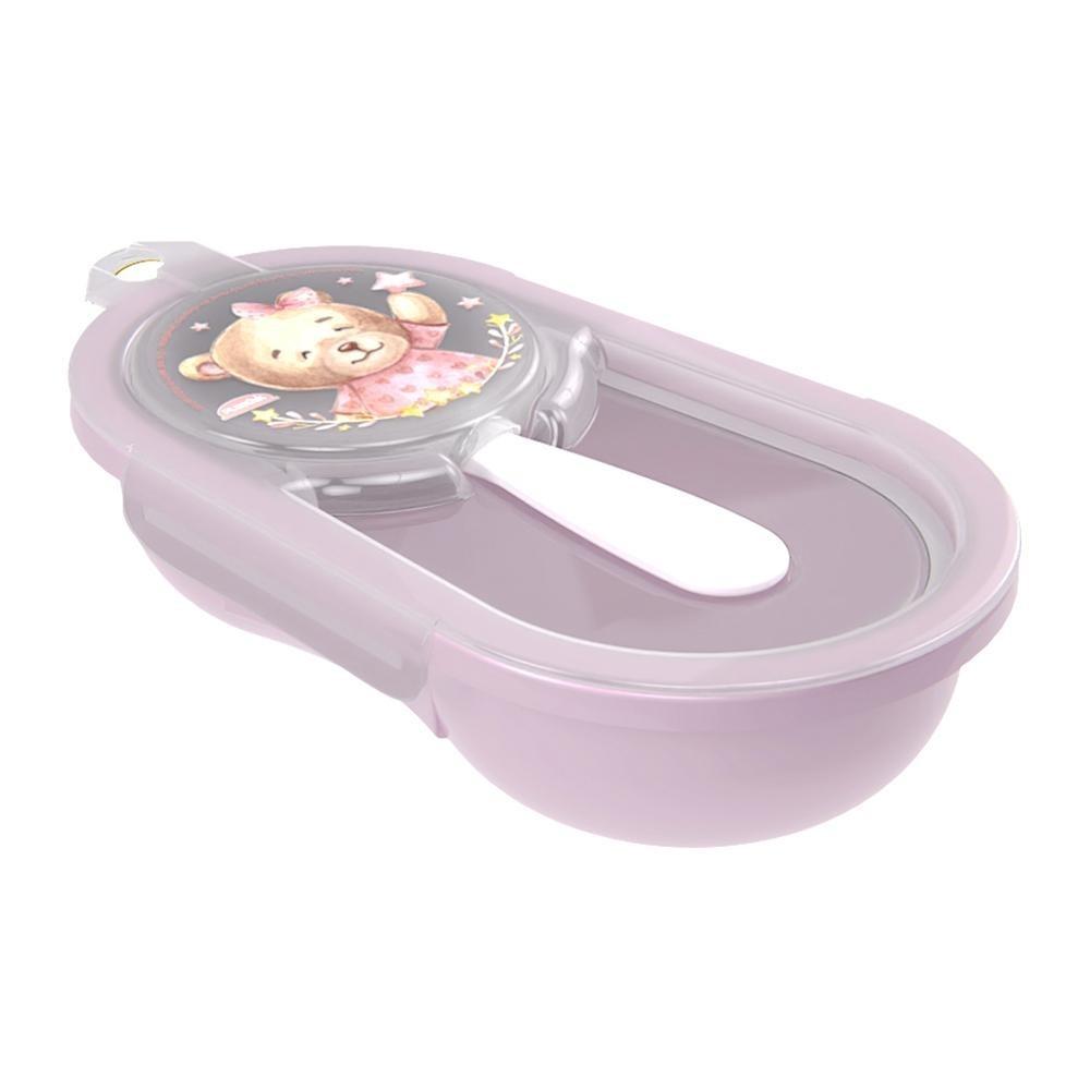 Pote Porta Papinha Hermético Com Colher Ursa Rosa Plasútil
