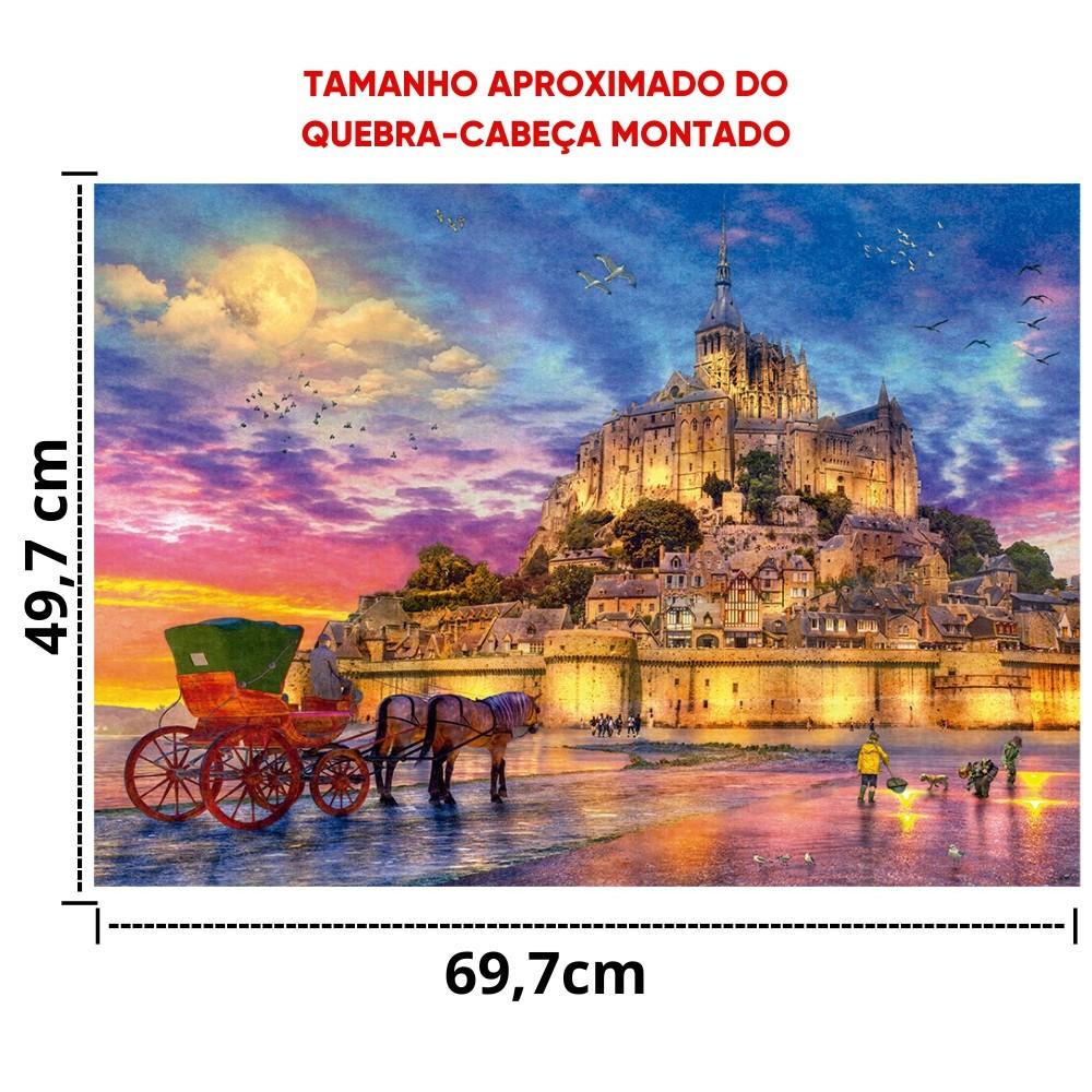 Quebra Cabeça Luar Em Monte Saint Michel 1000 Peças Grow Puzzle Paisagem Medieval França Castelo Eu