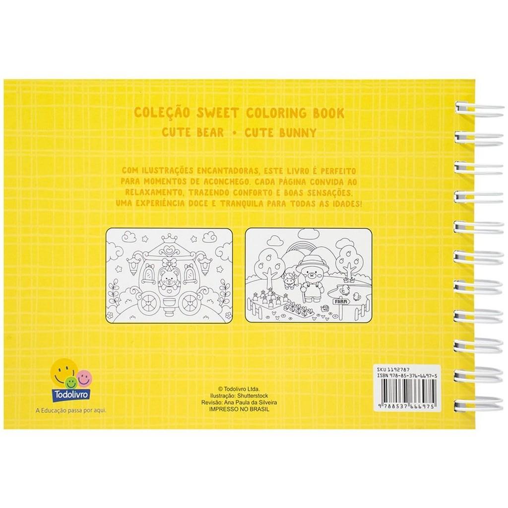 Sweet Coloring Book Cute Bear Livro De Colorir Capa Dura