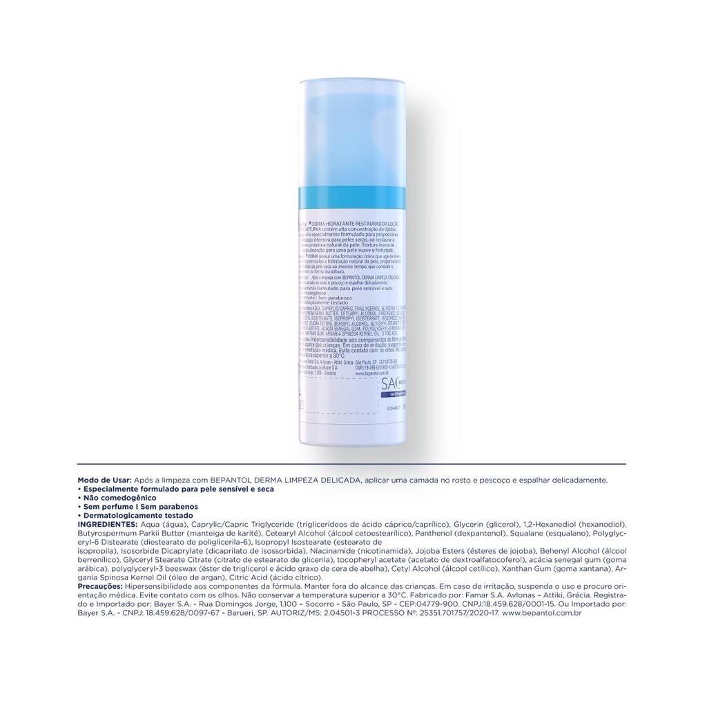 Creme Hidratante Facial Noturno Bepantol Derma Restaurador Pele Seca Sensivel Regenerador