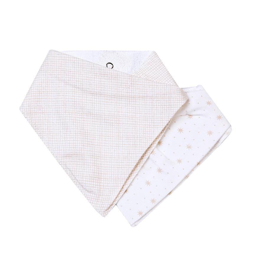 Kit Babador Bandana Bordados Papi Flanelado - 2 Peças Bege