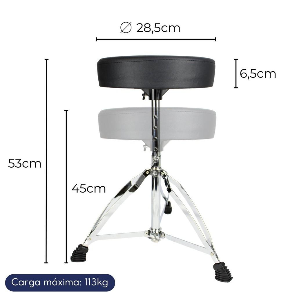 Banco Bateria Almofadado Cromado Groove Gd702