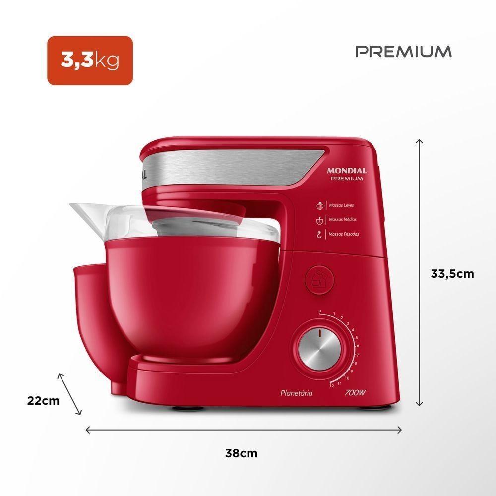 Batedeira Planetária Mondial Premium Bp-01p-r Batedeira Planetária-127v-vermelho/inox