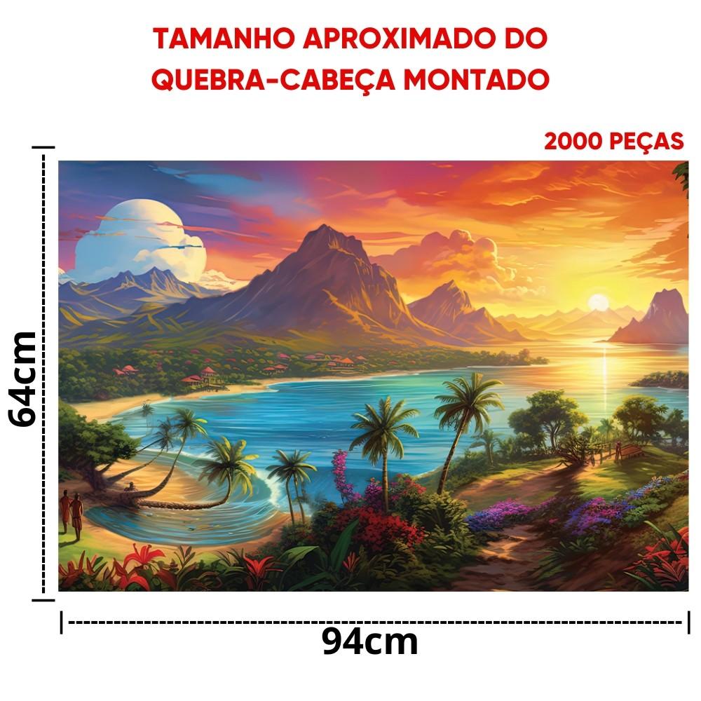 Quebra Cabeça Entardecer No Havaí 2000 Peças Ggb Brinquedo Puzzle Paisagem Ponto Turístico Mar Praia