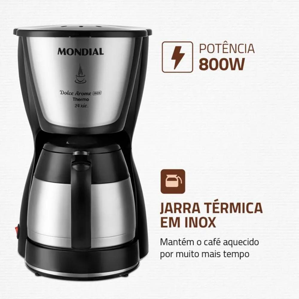 Cafeteira Elétrica Mondial Dolce Arome Thermo Para 24 Xícaras 800W Preto/inox 220V - C-33jt-24x