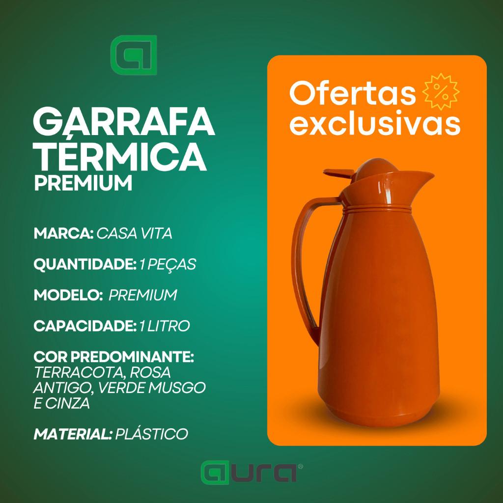 Garrafa Térmica 1L Premium Chá Café Anti Vazamento Botão De Acionamento